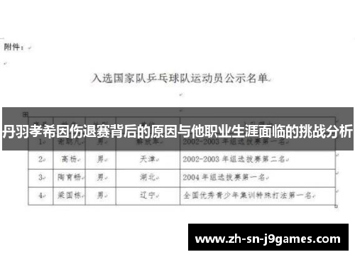 丹羽孝希因伤退赛背后的原因与他职业生涯面临的挑战分析 丹羽孝希因伤退赛背后的原因与他职业生涯面临的挑战分析